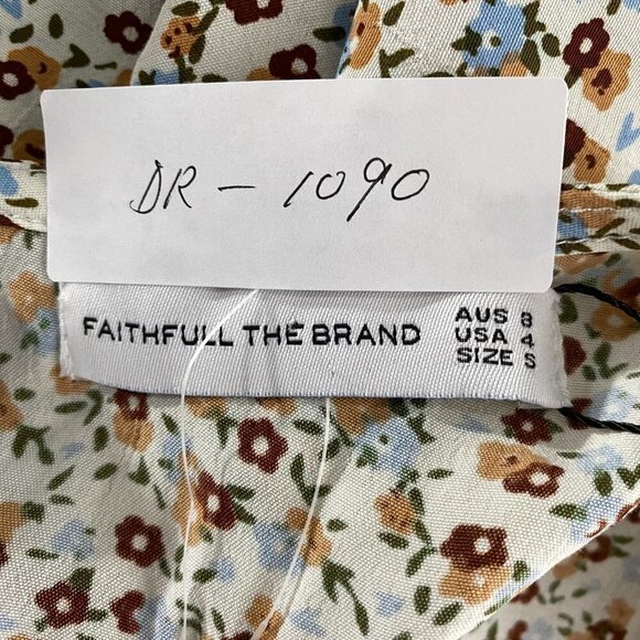 Faithfull the Brand Sidonie Mini Dress Size 4 Aurelia Off White Chestnut NWT - Picture 2 of 13